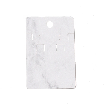 Rectangle Marble Paper Jewelry Display Cards with Hanging Hole, for Earring & Necklace Display, White, 9x6x0.05cm, Hole: 1mm