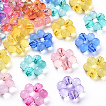 Transparent Acrylic Bead Frames, Flower, Mixed Color, 16.5x15.5x6mm, Hole: 2mm, about 674pcs/500g