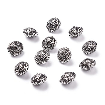 Flat Round Antique Acrylic Beads, Antique Silver Plated, 15x14x11.5mm, Hole: 2mm, about 502pcs/500g