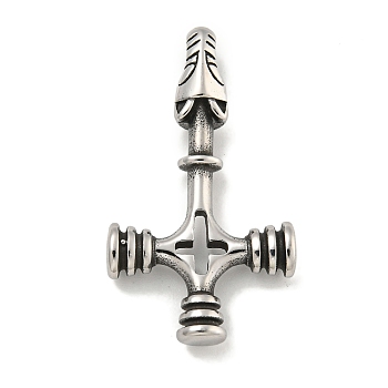 Viking 316 Surgical Stainless Steel Pendants, Pewter Dragon Thor's Hammer Charm, Antique Silver, 45.5x25.5x7mm, Hole: 4.5x7mm