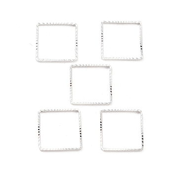 Brass Beads Frames, Cadmium Free & Lead Free, Square, 925 Sterling Silver Plated, 14x14x1mm