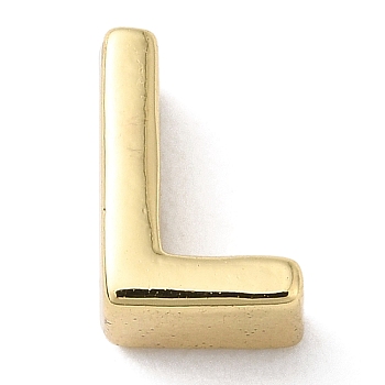 Rack Plating Brass Slide Charms, Cadmium Free & Lead Free, Real 18K Gold Plated, Letter, Letter L, 7.5x5x3.5mm, Hole: 1.5mm.