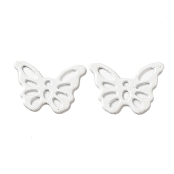 Spray Painted 201 Stainless Steel Pendants, Butterfly Charms, White, 15x10.5x0.5mm, Hole: 1.2mm