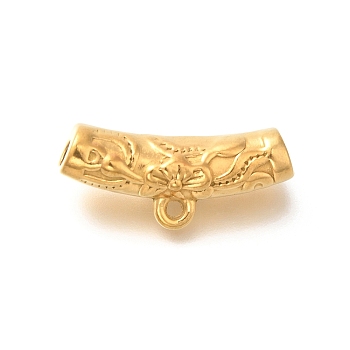 Ion Plating(IP) 304 Stainless Steel Hanger Bail, Tube, Real 18K Gold Plated, 12x27x7mm, Hole: 2mm