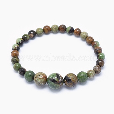 Natural Green Opal Graduated Beads Necklaces and Bracelets Jewelry Sets(SJEW-L132-04)-5