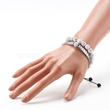 Natural Howlite Stretch Bracelets Set for Girl Women(BJEW-JB06805-03)-7