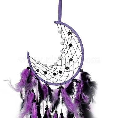 Iron Woven Web/Net with Feather Pendant Decorations(AJEW-B017-22)-3