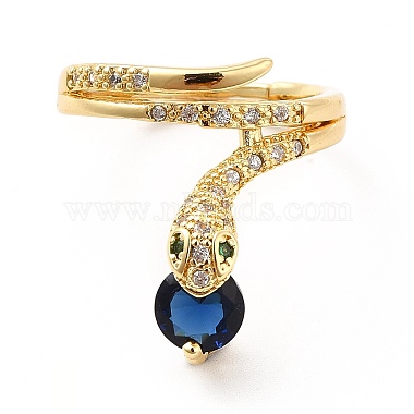 Cubic Zirconia Snake with Glass Wrap Adjustable Ring(KK-H439-02A-G)-2