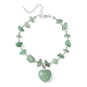4шт 4 стильные браслеты с подвесками в форме сердца из натуральных смешанных драгоценных камней и цепочками из бисера(BJEW-TA00295)-2