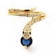 Cubic Zirconia Snake with Glass Wrap Adjustable Ring(KK-H439-02A-G)-2