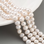 Natural Cultured Freshwater Pearl Beads Strands, Potato, Antique White, 6~7mm, Hole: 0.6mm, about 29pcs/strand, 6.69 inch(17cm)(PEAR-C003-12G-X)