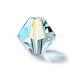 Preciosa&reg Crystal Beads, Czech Crystal, Bicone(451 69 302 Rondelle), 60001 200 Silver Aquamarine AB, 4mm, Hole: 0.8mm(Y-PRC-BA4-60001-200)