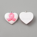 Resin Pendants, with Iron Findings, Heart, White, 23.5x23.5x6.5~8mm, Hole: 2mm(RESI-WH0076-83A)