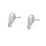 Non-Tarnish 304 Stainless Steel Stud Earring Findings, with Horizontal Loop, Teardrop, Stainless Steel Color, 10x5mm, Hole: 1.2mm, Pin: 0.8mm(STAS-P307-16P)