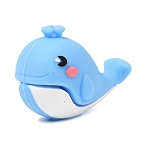 Food Grade Silicone Beads, Focal Beads, Sky Blue, Whale, 22x30x18mm, Hole: 2mm(SL-CBADDB1-02A)