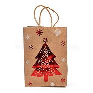 Christmas Theme Hot Stamping Rectangle Paper Bags, with Handles, for Gift Bags and Shopping Bags, Christmas Tree, Bag: 8x15x21cm, Fold: 210x150x2mm(CARB-F011-02A)