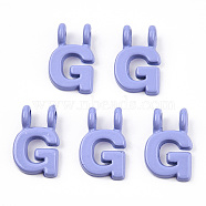 Rack Plating Spray Painted Alloy 2-Loop Link Pendants, Letter Charms, Lead Free & Nickel Free & Cadmium Free, Letter.G, 14x9x2mm, Hole: 2mm(PALLOY-N176-01G)