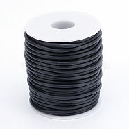 Hollow Pipe PVC Tubular Synthetic Rubber Cord, Wrapped Around White Plastic Spool, Black, 4mm, Hole: 2mm, about 16.4 yards(15m)/roll(RCOR-R007-4mm-09)