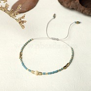 Bohemian Style Handmade Braided Friendship Bracelet with Semi-Precious Beads for Women, Mixed Color, 0.1cm(ST9019450)