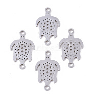 201 Stainless Steel Links connectors, Laser Cut, Sea Turtle, Stainless Steel Color, 19.5x11.5x1mm, Hole: 1.6mm(STAS-R104-024P)