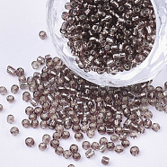8/0 Glass Seed Beads, Silver Lined Round Hole, Round, Rosy Brown, 8/0, 3mm, Hole: 1mm, about 1111pcs/50g, 50g/bag, 18bags/2pounds(SEED-US0003-3mm-56)