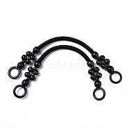 Wood Beads Bag Handles, for Bag Handles Replacement Accessories, Black, 485x14mm, Hole: 27mm(FIND-H209-02D)
