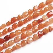 Natural Red Aventurine Beads Strands, Tumbled Stone, Nuggets, 6.5~9.5x5.5~7.5x3.5~5.5mm, Hole: 0.8mm, about 50pcs/Strand, 15.67 inch(39.8cm)(G-D0002-B30)