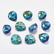 Faceted K9 Glass Rhinestone Charms, Imitation Austrian Crystal, Drop, Bermuda Blue, 8x6x4mm, Hole: 1mm(RGLA-F053-E-001BB)