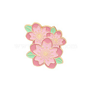 Creative Zinc Alloy Brooches, Enamel Lapel Pin, with Iron Butterfly Clutches or Rubber Clutches, Flower, Golden, Pink, 30x25mm, Pin: 1mm(JEWB-S010-018B)