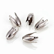 4-Petal Iron Bead Caps, Flower, Platinum, 13x7~8mm, Hole: 1.2mm(X-IFIN-F152-01P)