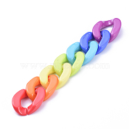 Handmade Opaque Acrylic Curb Chains, Twisted Chain, Colorful, Link: 30x21x6mm, about 39.37 inch(1m)/strand(X-AJEW-JB00573)