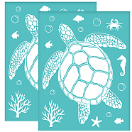 Self-Adhesive Silk Screen Printing Stencil, for Painting on Wood, DIY Decoration T-Shirt Fabric, Turquoise, Sea Turtle Pattern, 280x220mm(DIY-WH0338-069)