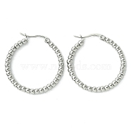 304 Stainless Steel Hoop Earrings for Women, Ring, Stainless Steel Color, 31x30x3mm(EJEW-D111-02P)