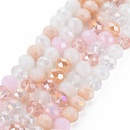 Electroplate Glass Beads Strands, AB Color Plated, Faceted, Rondelle, Pearl Pink, 7.5~8x6mm, Hole: 1.5mm, about 69~72pcs/strand, 16.54 inch~17.24 inch(42cm~43.8cm)(EGLA-S194-18H)