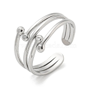 304 Stainless Steel Open Cuff Rings, Stainless Steel Color, Inner Diameter: 18mm(RJEW-K245-89P)