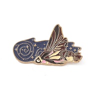 Moth Enamel Pin, Light Gold Alloy Brooch for Backpack Clothes, Cloud Pattern, 23.5x38x1.5mm, Pin: 0.6mm(JEWB-P015-J05)