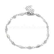 304 Stainless Steel Rhombus Link Chain Bracelets for Women, Stainless Steel Color, 7 inch(17.7cm)(BJEW-D023-01P)