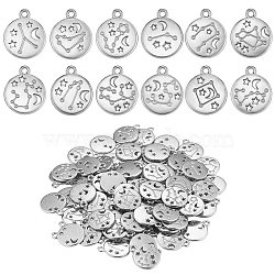 84 Pieces Zodiac Sign Charm Pendants 12 Constellation Charm Pendant Alloy Charm for Jewelry Necklace Earring Making Crafts, Silver, 13.8mm, Hole: 1.7mm(JX557A)