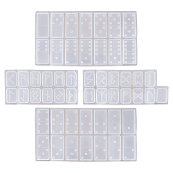 Silicone Molds Sets, Resin Casting Molds, For UV Resin, Epoxy Resin Jewelry Making, Runes/Futhark/Futhorc & Dominoes, White, 150x72x10mm(DIY-TA0002-94)