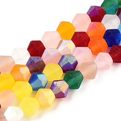 Imitate Austrian Crystal Bicone Frosted Glass Beads Strands, Grade AA, Faceted, Colorful, 3.5~3.8x3mm, Hole: 0.8mm, about 113~115pcs/strand, 14.17~14.37 inch(36~36.5cm)(EGLA-A039-T3mm-MB29)