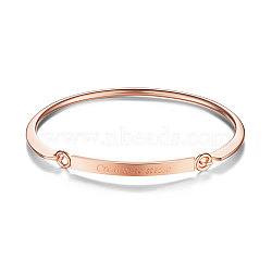 SHEGRACE Brass Bangle, with Credi In Te Stesso, Rose Gold, 2-3/8 inchx1-7/8 inch(60x48mm)(JB441A)