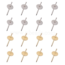 Iron One Step Hangers, Picture Hanging Pins, Nail Hooks, Wall Hanging for Mirror Clock Jewelry, with Plastic Bead Stotage, Platinum & Golden, 30x12x13mm, 100pcs/box(IFIN-NB0001-19)