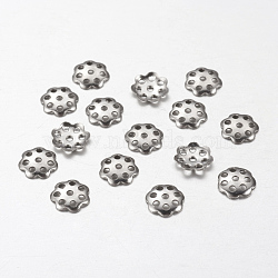 Tarnish Resistant 304 Stainless Steel Bead Caps, Multi-Petal, Flower, 6x6x1mm, Hole: 1mm(STAS-I009-03)