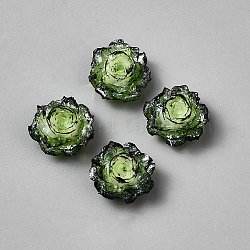 Resin Rose Flower Cabochons, with Glitter Powder, Lime, 11x10x6mm(CRES-TAC0007-10E)
