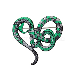 Snake Enamel Pins, Zinc Alloy Enamel Brooches for Backpack Clothes, Green, 47x45mm(PW-WGD5AAD-01)