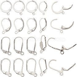 ARRICRAFT 80Pcs 4 Styles 304 Stainless Steel Leverback Earring Findings, with Holes, Stainless Steel Color, 14.5~19.5x10~13x2mm, Hole: 1.2~2mm, 20Pcs/style(STAS-AR0002-38)