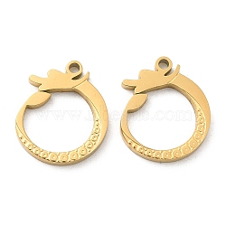 Ion Plating(IP) 316L Surgical Stainless Steel Pendants, Dragon Charm, Real 18K Gold Plated, 15x13x1.5mm, Hole: 1.4mm(STAS-F302-06G)