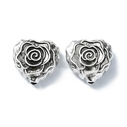 Tibetan Style Alloy Beads, Heart, Antique Silver, 15x15x6mm, Hole: 1.6mm, about 126pcs/500g(TIBEB-F065-08AS-11)