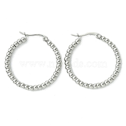 304 Stainless Steel Hoop Earrings for Women, Ring, Stainless Steel Color, 31x30x3mm(EJEW-D111-02P)