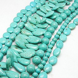 Synthetic Turquoise Beads Strands, Mixed Shapes, Turquoise, 10~30x10~15x7~10mm(TURQ-D059-M1)